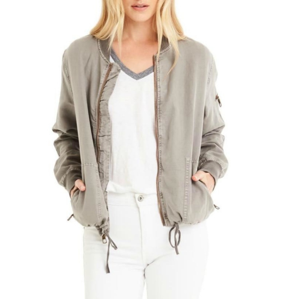 Michael Stars Grey Bomber Jacket w/Drawstrings